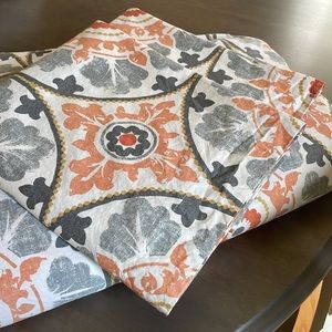 Pottery Barn King Duvet Set Tres Grand Lit Orange, Gray & White